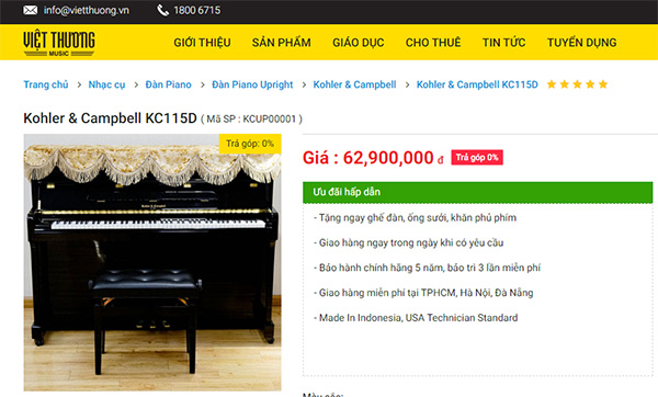 Đàn piano Kohler & Campbell có giá rẻ